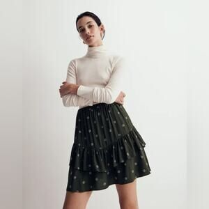 Madewell Ruffle Tiered Ditsy Floral Mini Skirt  Print Green Small